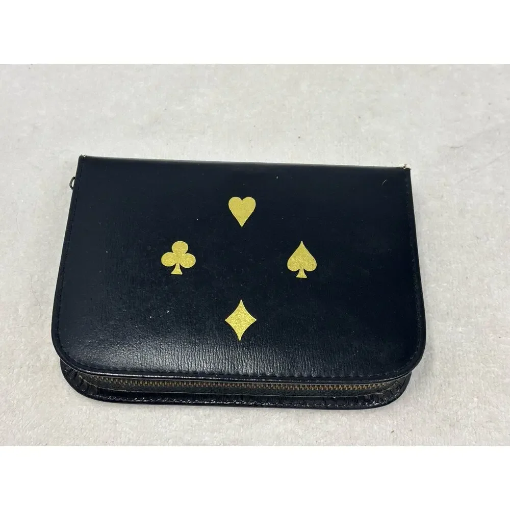 Vtg Griffon Playing Cards Made In Austria Black Leather‎ Case Score Pad NEW